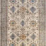 Datong Klasik Göbekli BeJ Polyester ve Pamuklu Kaydırmaz Tabanlı Yıkanabilir Dijital Baskı Halısı