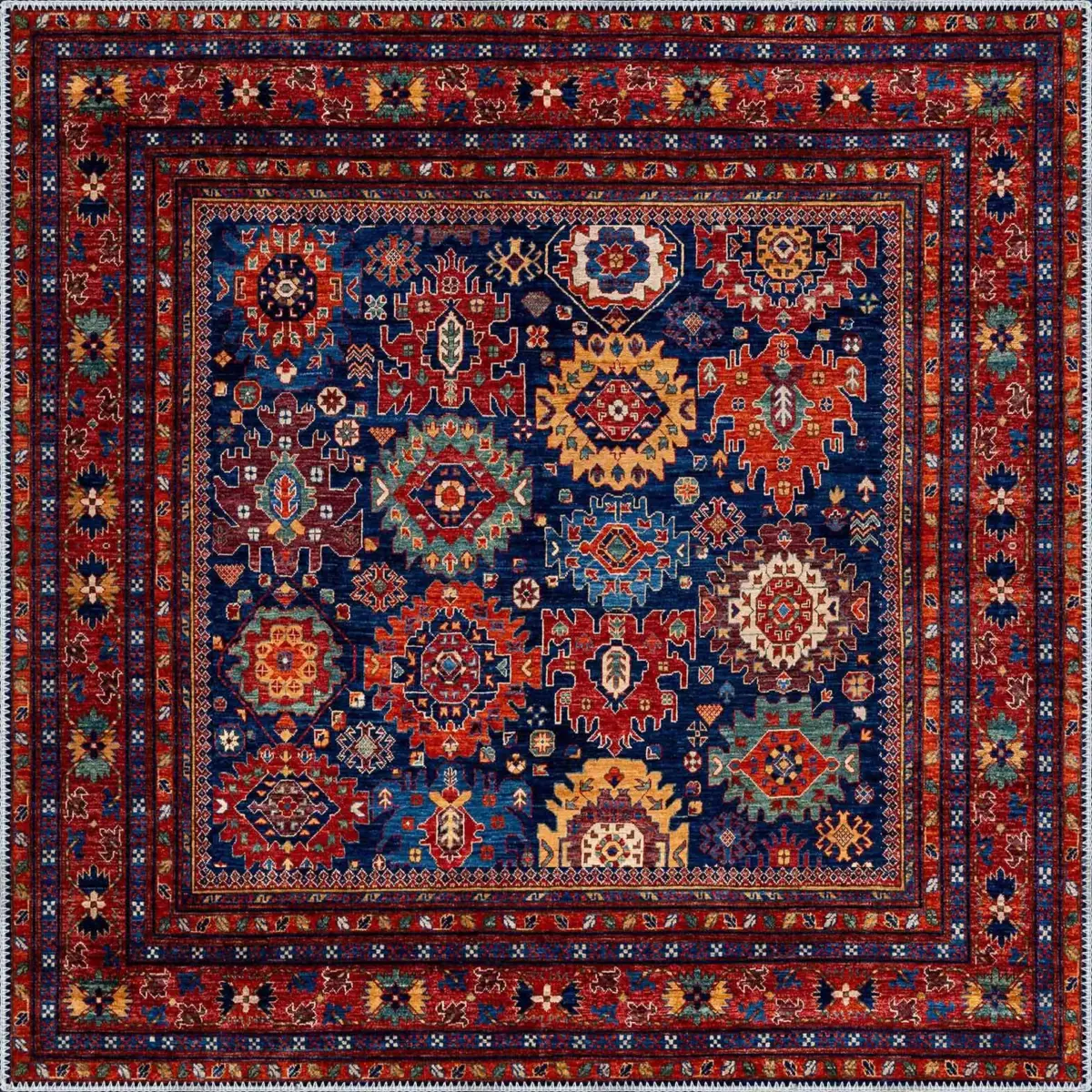 Barun Çerçeveli Multi Polyester ve Pamuklu Kaydırmaz Tabanlı Yıkanabilir Dijital Baskı Halısı - Görsel 3