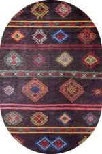 Gurupi Geometrik Kahverengi Polyester ve Pamuklu Kaydırmaz Tabanlı Yıkanabilir Dijital Baskı Halısı - Görsel 6