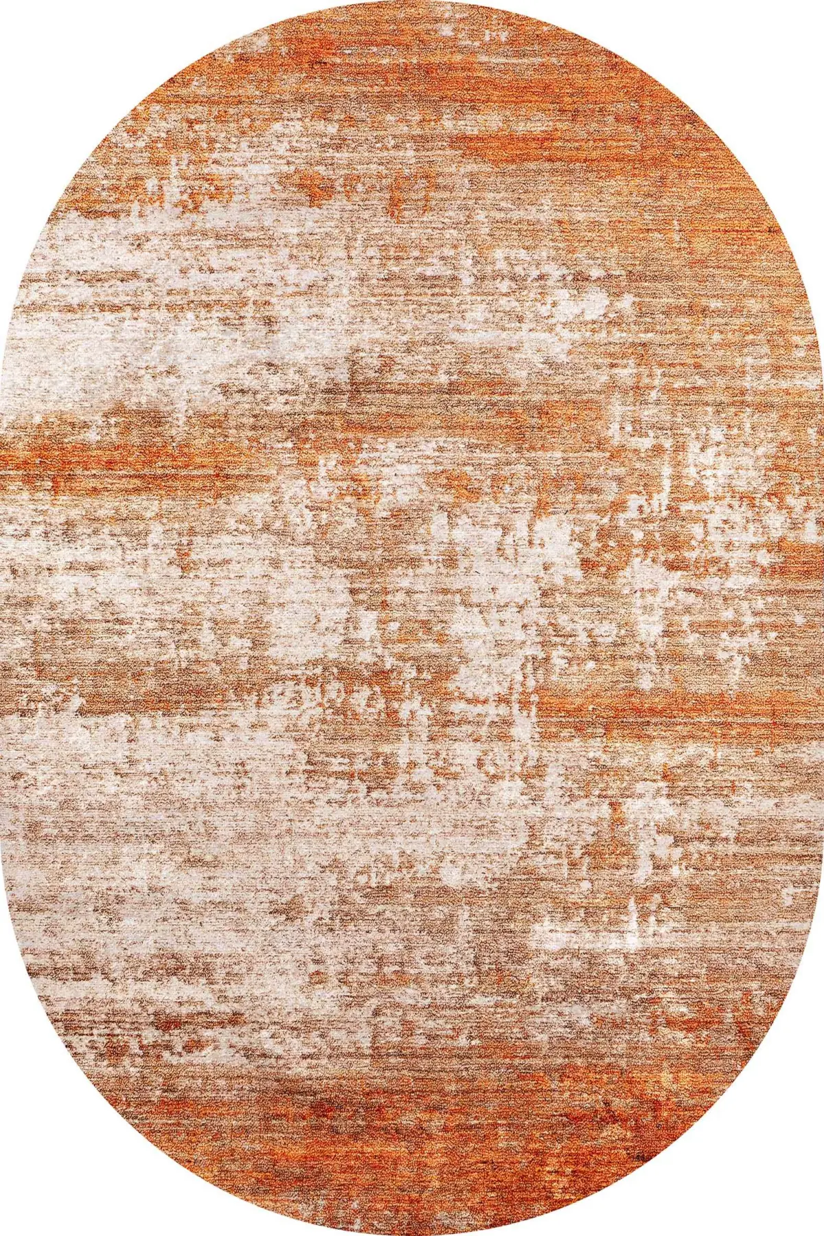 Katni Modern Turuncu Polyester ve Pamuklu Kaydırmaz Tabanlı Yıkanabilir Dijital Baskı Halısı - Görsel 6