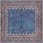 Beilen Çerçeveli Mavi Polyester ve Pamuklu Kaydırmaz Tabanlı Yıkanabilir Dijital Baskı Halısı - Görsel 3