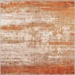 Katni Modern Turuncu Polyester ve Pamuklu Kaydırmaz Tabanlı Yıkanabilir Dijital Baskı Halısı - Görsel 3