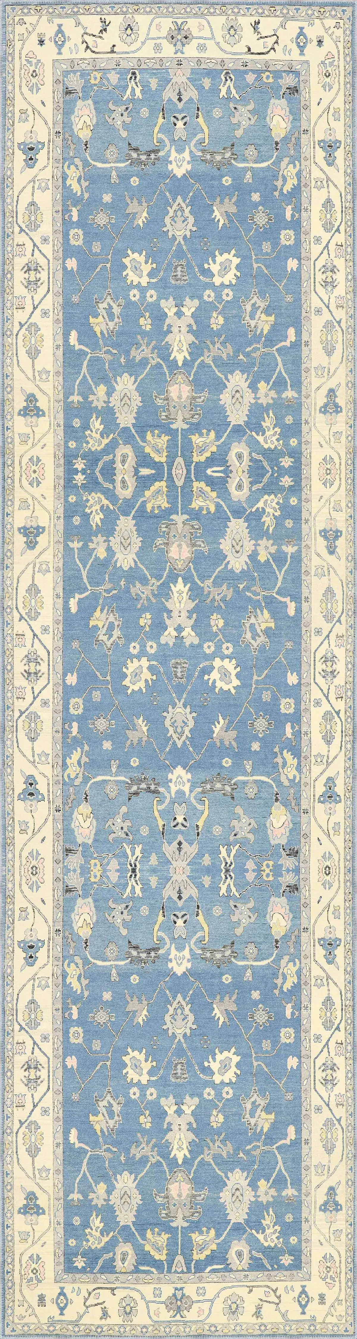 Geiten Çerçeveli Mavi Polyester ve Pamuklu Kaydırmaz Tabanlı Yıkanabilir Dijital Baskı Halısı - Görsel 4