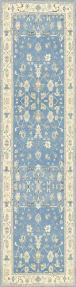 Geiten Çerçeveli Mavi Polyester ve Pamuklu Kaydırmaz Tabanlı Yıkanabilir Dijital Baskı Halısı - Görsel 4