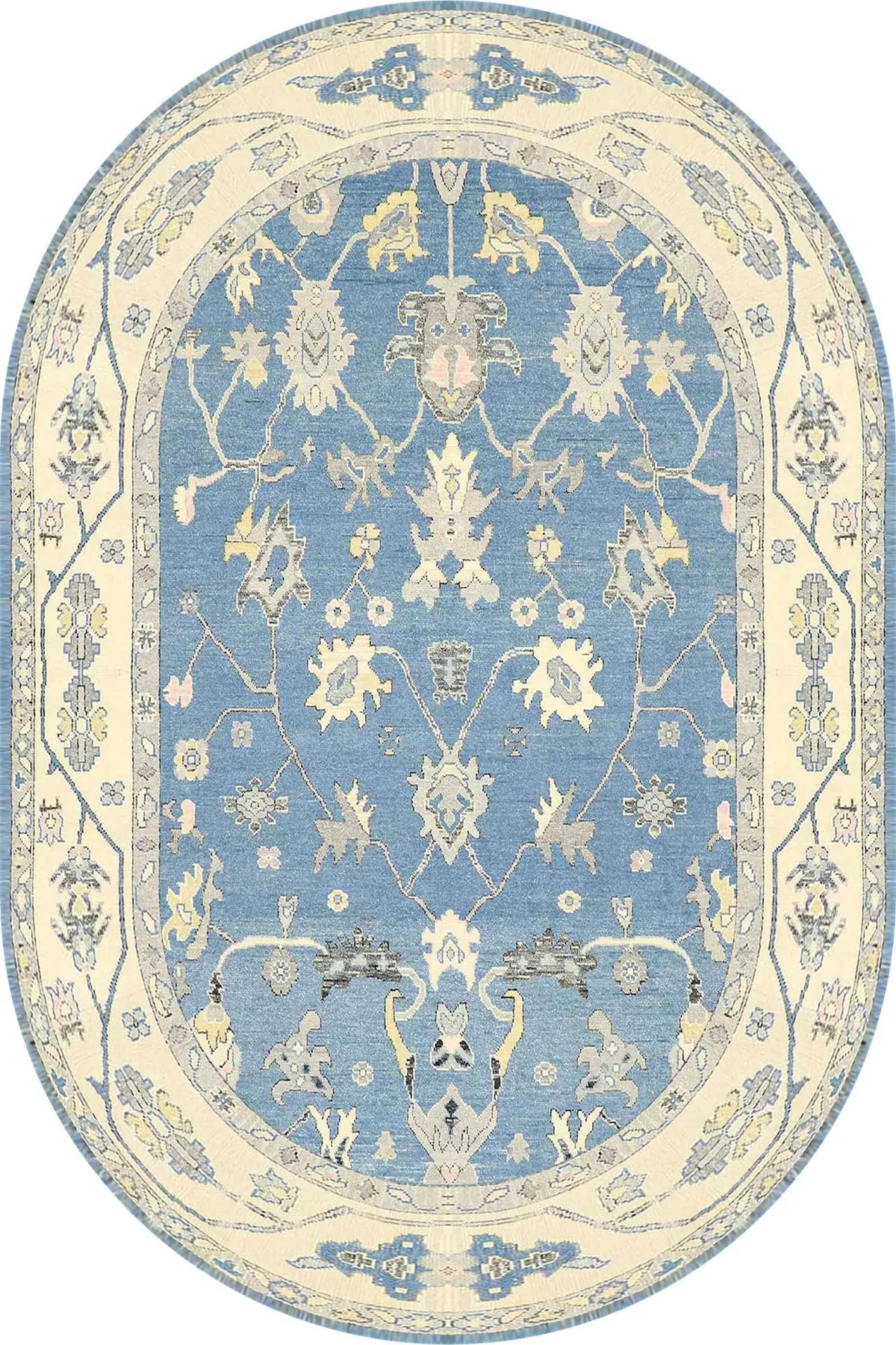 Geiten Çerçeveli Mavi Polyester ve Pamuklu Kaydırmaz Tabanlı Yıkanabilir Dijital Baskı Halısı - Görsel 6