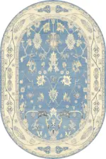 Geiten Çerçeveli Mavi Polyester ve Pamuklu Kaydırmaz Tabanlı Yıkanabilir Dijital Baskı Halısı - Görsel 6