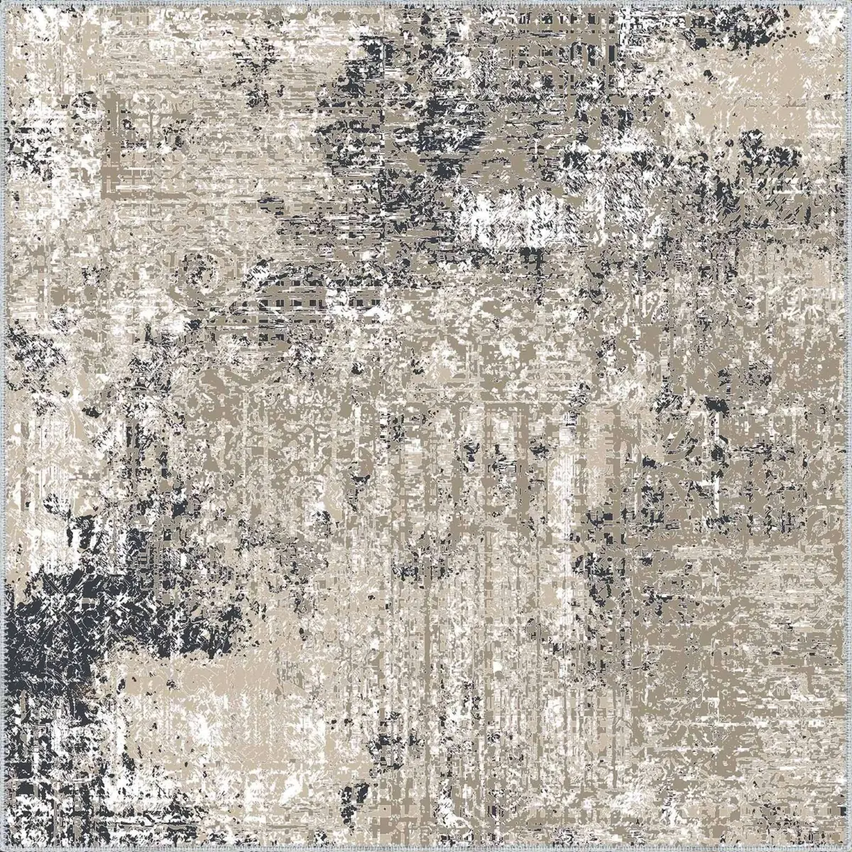 Habra Modern Gri Polyester ve Pamuklu Kaydırmaz Tabanlı Yıkanabilir Dijital Baskı Halısı - Görsel 3