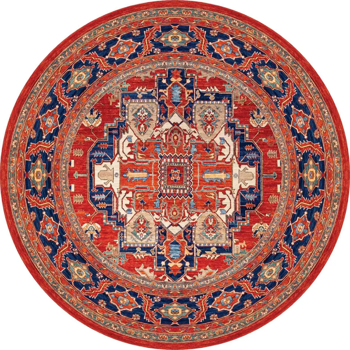 Hanno Klasik Göbekli Kırmızı Polyester ve Pamuklı Kaydırmaz Tabanlı Yıkanabilir Dijital Baskı Halısı - Görsel 7