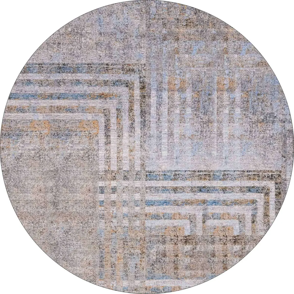 Seoni Geometrik Gri Polyester ve Pamuklu Kaydırmaz Tabanlı Yıkanabilir Dijital Baskı Halısı - Görsel 7