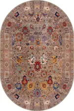 Doshi Klasik Göbeklli Multi Polyester ve Pamuklu Kaydırmaz Tabanlı Yıkanabilir Dijital Baskı Halısı - Görsel 6