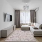 Mirim Modern Bej Polyester ve Pamuklu Kaydırmaz Tabanlı Yıkanabilir Dijital Baskı Halısı - Görsel 2