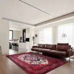 Rylte Klasik Göbekli Kırmızı Polyester ve Pamuklu Kaydırmaz Tabanlı Yıkanabilir Dijital Baskı Halısı - Görsel 2