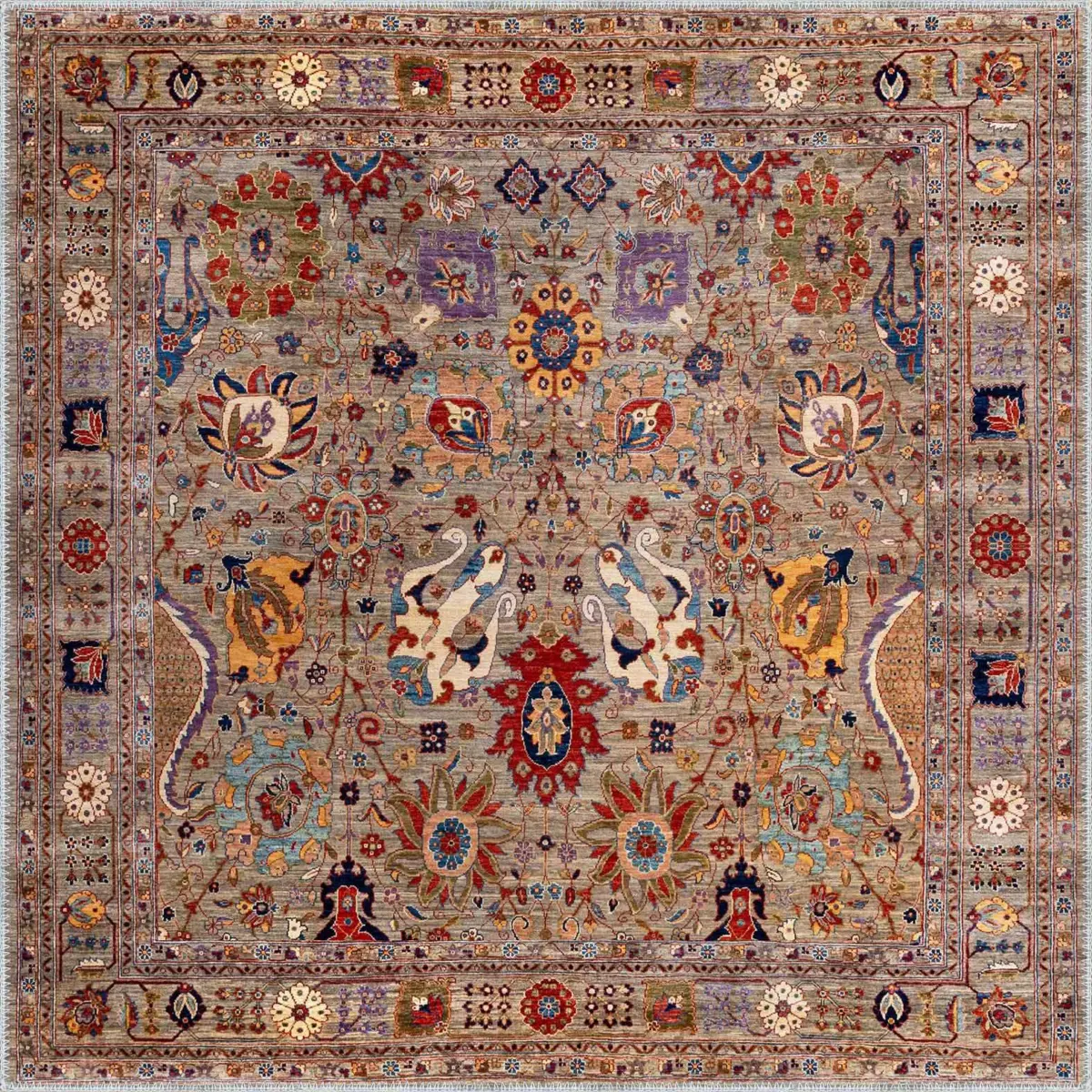 Doshi Klasik Göbeklli Multi Polyester ve Pamuklu Kaydırmaz Tabanlı Yıkanabilir Dijital Baskı Halısı - Görsel 3