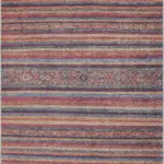 Sierpe Çizgili Etnik Multi Polyester ve Pamuklu Kaydırmaz Tabanlı Yıkanabilir Dijital Baskı Halısı