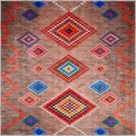 Alvear Geometrik Kahverengi Polyester ve Pamuklu Kaydırmaz Tabanlı Yıkanabilir Dijital Baskı Halısı - Görsel 3