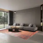 Tonk Modern Turuncu Polyester ve Pamuklu Kaydırmaz Tabanlı Yıkanabilir Dijital Baskı Halısı - Görsel 2