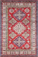 Sunne Çerçeveli Kırmızı Polyester ve Pamuklu Kaydırmaz Taban Yıkanabilir Dijital Baskı Halısı