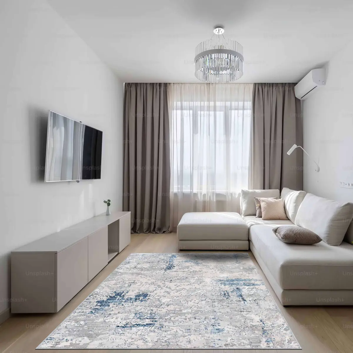 Bogra Modern Gri Polyester ve Pamuklu Kaydırmaz Tabanlı Yıkanabilir Dijital Baskı Halısı - Görsel 2