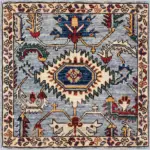 Monyva Klasik Göbekli Mavi Polyester ve Pamuklu Kaydırmaz Tabanlı Yıkanabilir Dijital Baskı Halısı - Görsel 3