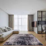 Sunel Modern Gri Polyester ve Pamuklu Kaydırmaz Tabanlı Yıkanabilir Dijital Baskı Halısı - Görsel 2