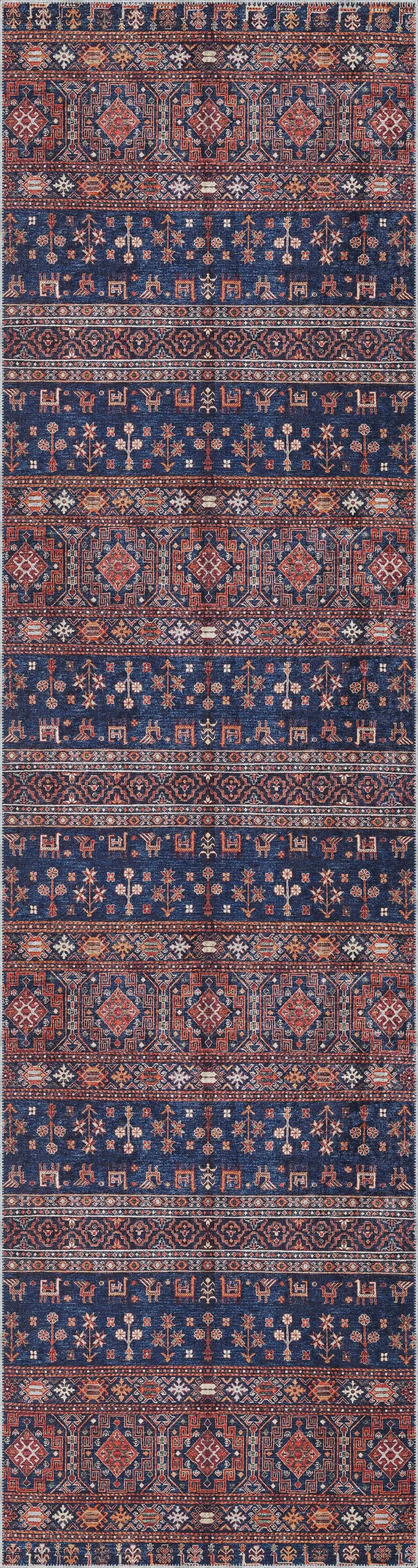 Neily Modern Etnik Kahverengi Polyester ve Pamuklu Kaydırmaz Tabanlı Yıkanabilir Dijital Baskı Halısı - Görsel 4