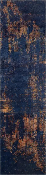 Nateran Modern Lacivert Polyester ve Pamuklu Kaydırmaz Tabanlı Yıkanabilir  Dijital Baskı Halısı - Görsel 4