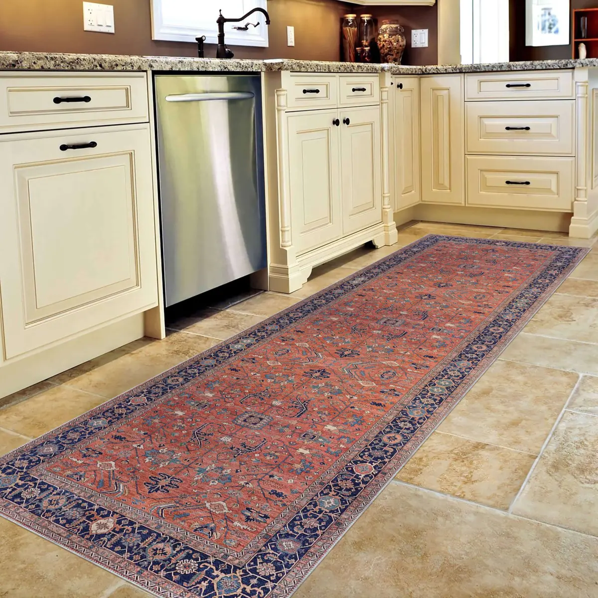 Nankin Çerçeveli Multi Polyester ve Pamuklu Kaydırmaz Tabanlı Yıkanabilir Dijital Baskı Halısı - Görsel 5