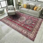 Hitra Klasik Göbekli Multi Polyester ve Pamuklu Kaydırmaz Taban Yıkanabilir Dijital Baskı Halısı - Görsel 2