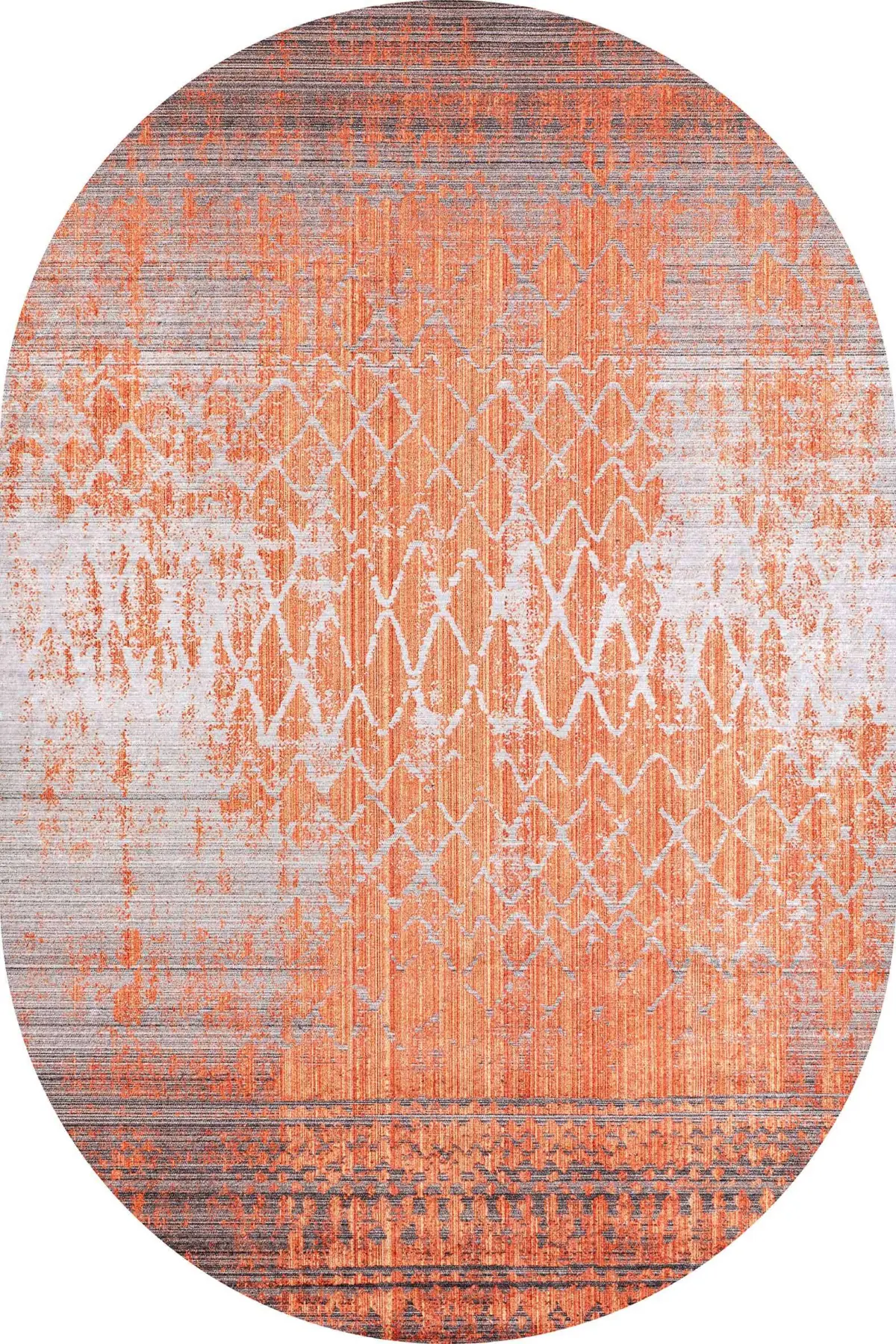 Tonk Modern Turuncu Polyester ve Pamuklu Kaydırmaz Tabanlı Yıkanabilir Dijital Baskı Halısı - Görsel 6