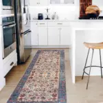 Jimo Çerçeveli Mavi Polyester ve Pamuklu Kaydırmaz Tabanlı Yıkanabilir Dijital Baskı Halısı - Görsel 5