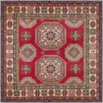 Stung Klasik Göbekli Kırmızı Polyester ve Pamuklu Kaydırmaz Tabanlı Yıkanabilir Dijital Baskı Halısı - Görsel 3