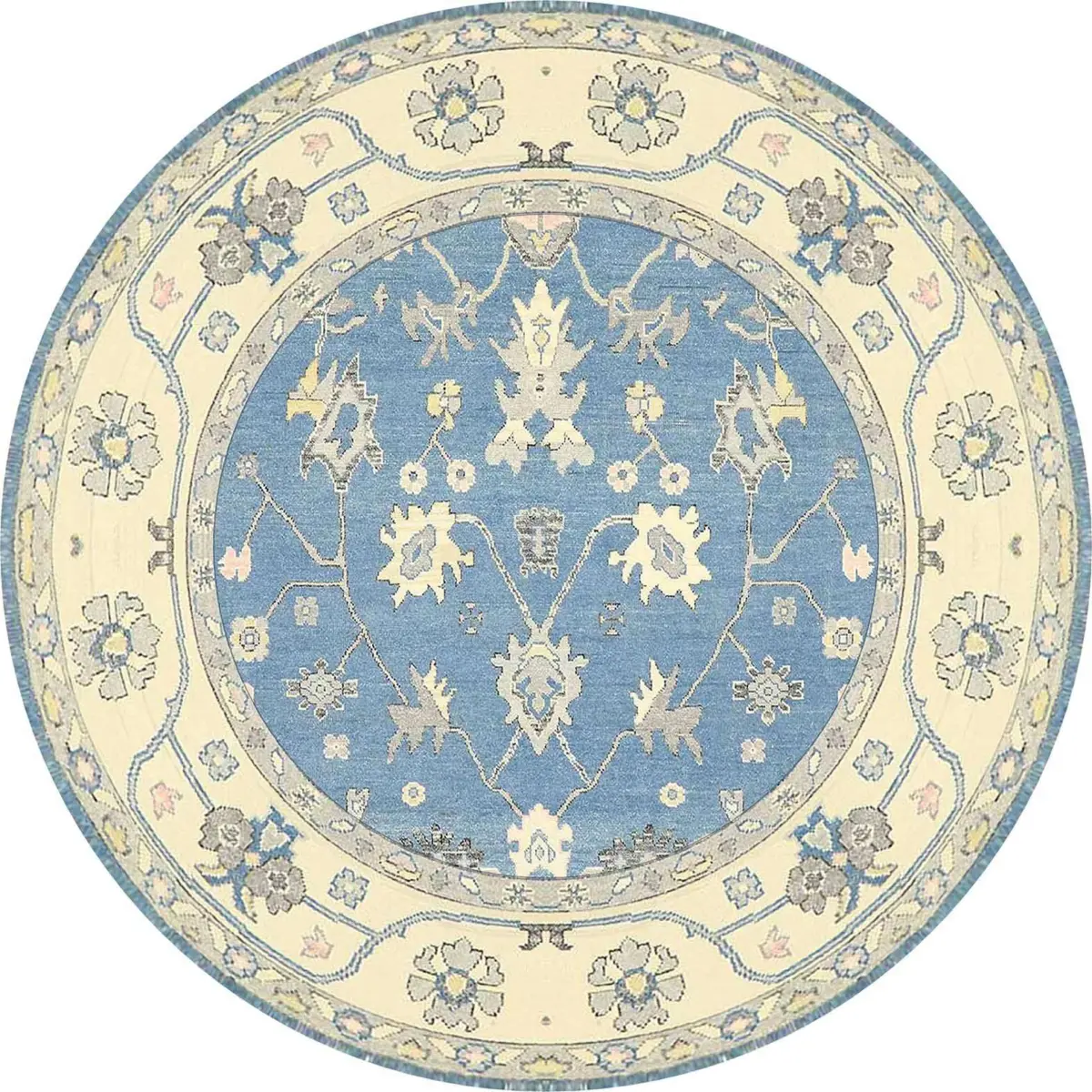 Geiten Çerçeveli Mavi Polyester ve Pamuklu Kaydırmaz Tabanlı Yıkanabilir Dijital Baskı Halısı - Görsel 7