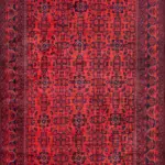 Alveste Çerçeveli Kırmızı Polyester ve Pamuklu Kaydırmaz Taban Yıkanabilir Dijital Baskı Halısı