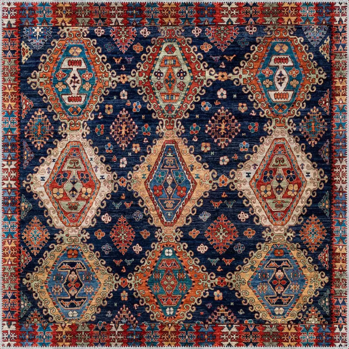 Arun Çerçeveli Multi Polyester ve Pamuklu Kaydırmaz Tabanlı Yıkanabilir Dijital Baskı Halısı - Görsel 3