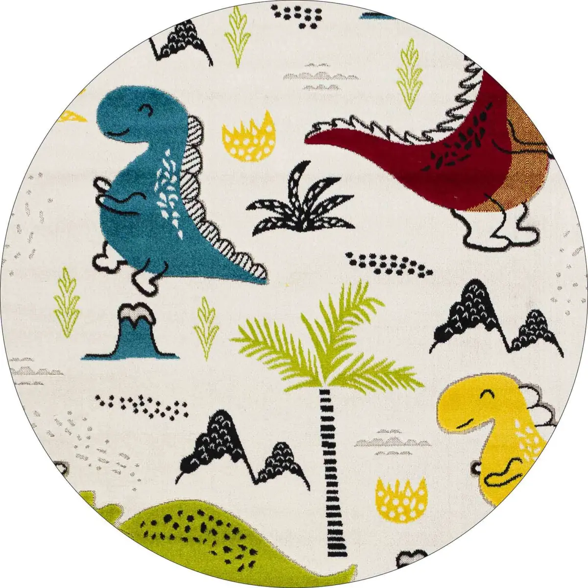 Ramon Dinazor Desenli Beyaz Polyester ve Pamuklu Kaydırmaz Tabanlı Yıkanabilir Dijital Baskı Çocuk Odası Halısı - Görsel 7