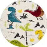 Ramon Dinazor Desenli Beyaz Polyester ve Pamuklu Kaydırmaz Tabanlı Yıkanabilir Dijital Baskı Çocuk Odası Halısı - Görsel 7