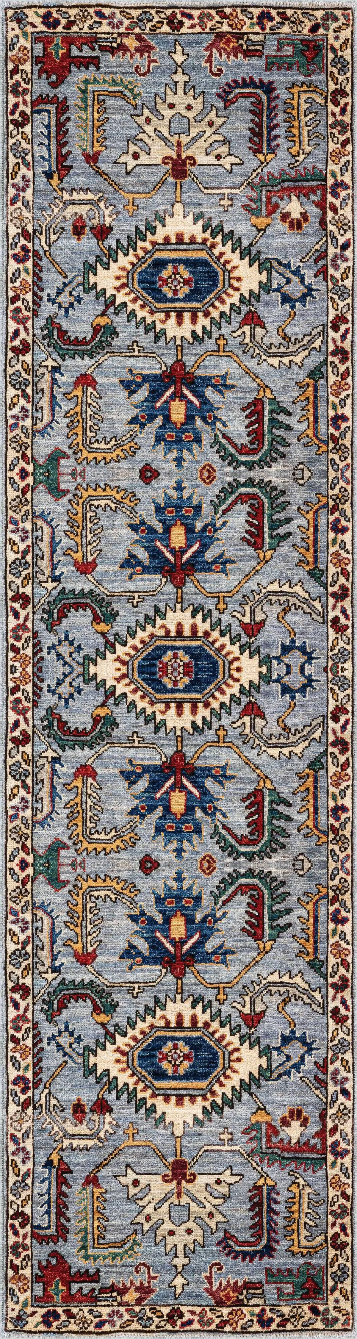 Monyva Klasik Göbekli Mavi Polyester ve Pamuklu Kaydırmaz Tabanlı Yıkanabilir Dijital Baskı Halısı - Görsel 4