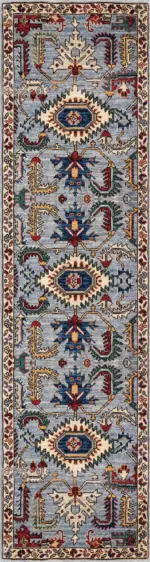 Monyva Klasik Göbekli Mavi Polyester ve Pamuklu Kaydırmaz Tabanlı Yıkanabilir Dijital Baskı Halısı - Görsel 4