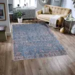 Mirador Modern Mavi Polyester ve Pamuklu Kaydırmaz Tabanlı Yıkanabilir Dijital Baskı Halısı - Görsel 2