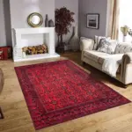 Alveste Çerçeveli Kırmızı Polyester ve Pamuklu Kaydırmaz Taban Yıkanabilir Dijital Baskı Halısı - Görsel 2