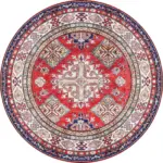 Sunne Çerçeveli Kırmızı Polyester ve Pamuklu Kaydırmaz Taban Yıkanabilir Dijital Baskı Halısı - Görsel 7