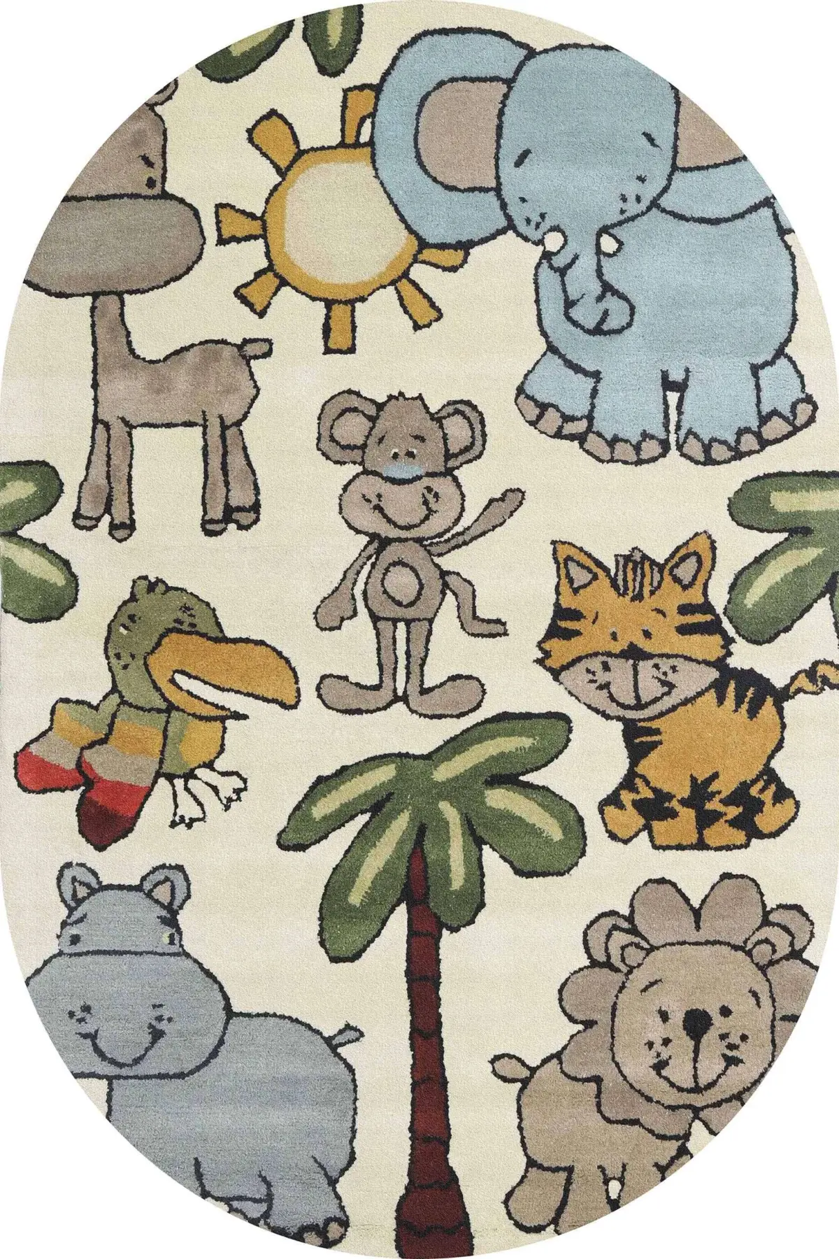 Sieyic Sevimli Dostlar Desenli Bej Polyester ve Pamuklu Kaydırmaz Tabanlı Yıkanabilir Dijital Baskı Çocuk Odası Halısı - Görsel 6