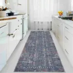 Drev Modern Mavi Polyester ve Pamuklu Kaydırmaz Tabanlı Yıkanabilir Dijital Baskı Halısı - Görsel 5