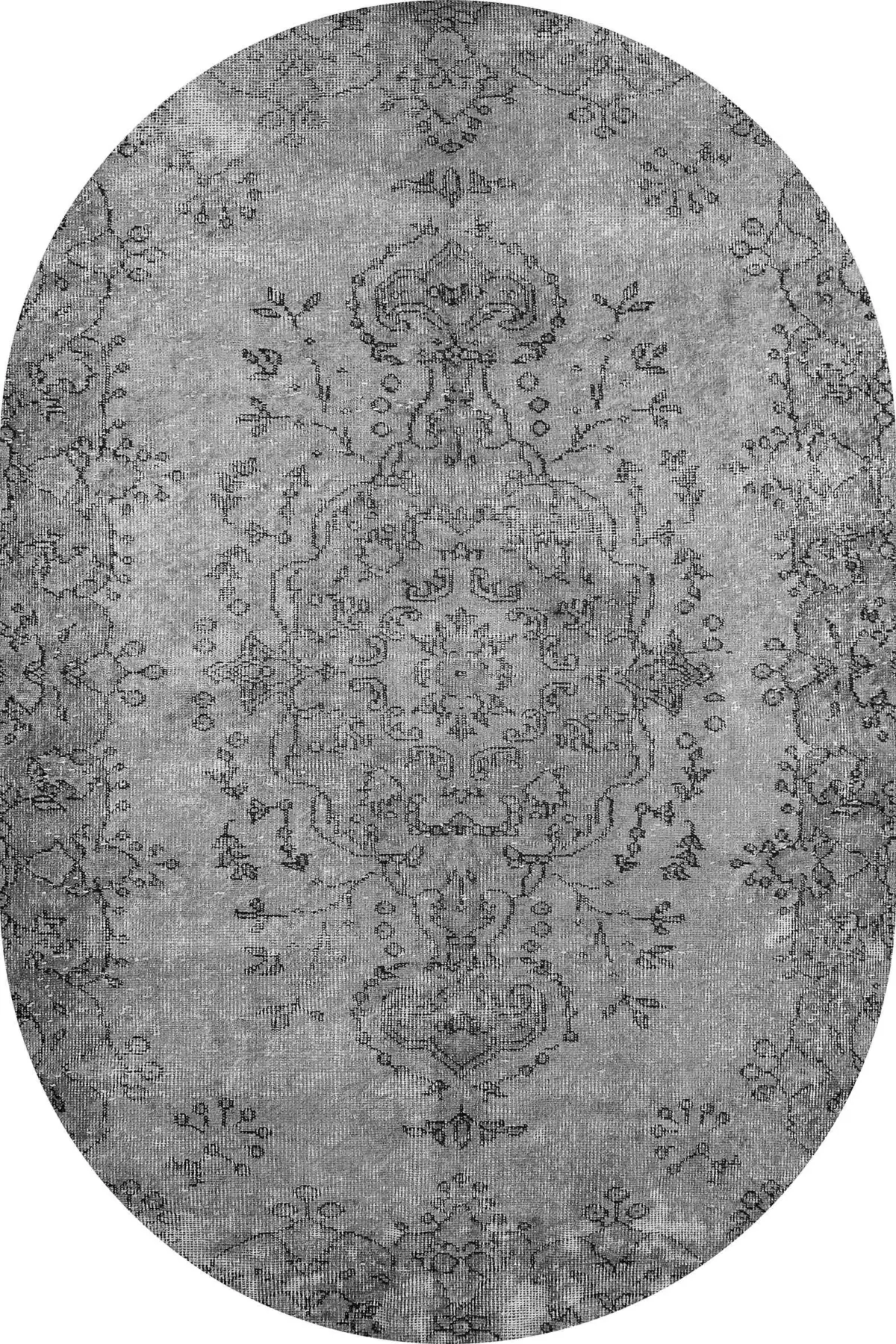 Bago Klasik Göbekli Gri Polyester ve Pamuklu Kaydırmaz Tabanlı Yıkanabilir Dijital Baskı Halısı - Görsel 6