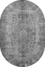 Bago Klasik Göbekli Gri Polyester ve Pamuklu Kaydırmaz Tabanlı Yıkanabilir Dijital Baskı Halısı - Görsel 6