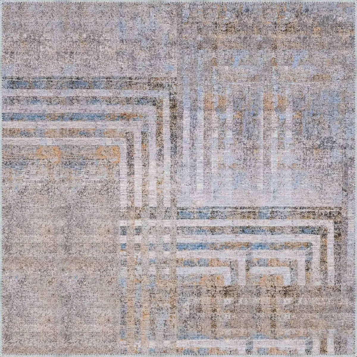 Seoni Geometrik Gri Polyester ve Pamuklu Kaydırmaz Tabanlı Yıkanabilir Dijital Baskı Halısı - Görsel 3