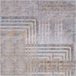 Seoni Geometrik Gri Polyester ve Pamuklu Kaydırmaz Tabanlı Yıkanabilir Dijital Baskı Halısı - Görsel 3