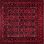 Alveste Çerçeveli Kırmızı Polyester ve Pamuklu Kaydırmaz Taban Yıkanabilir Dijital Baskı Halısı - Görsel 3