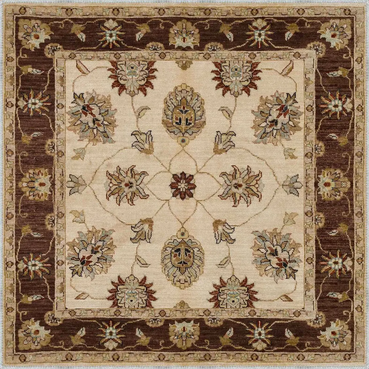 Mirpur Klasik Göbekli Bej Polyester ve Pamuklu Kaydırmaz Tabanlı Yıkanabilir Dijital Baskı Halısı - Görsel 3