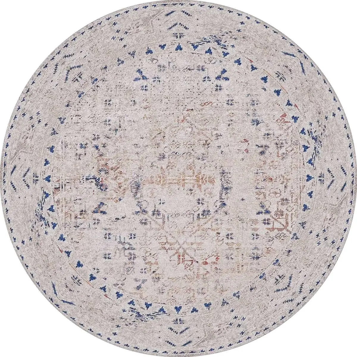 Mirim Modern Bej Polyester ve Pamuklu Kaydırmaz Tabanlı Yıkanabilir Dijital Baskı Halısı - Görsel 7